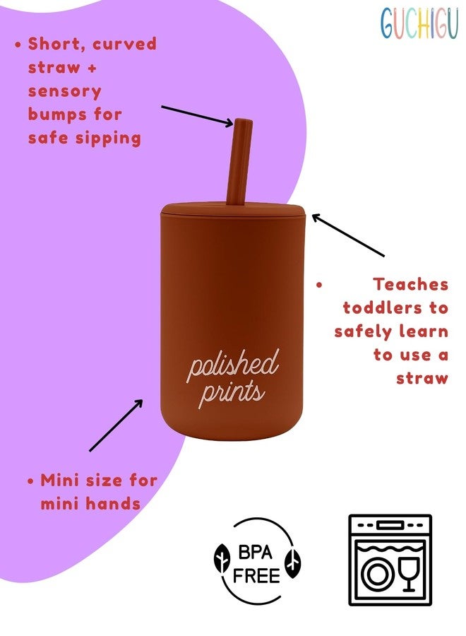 GUCHIGU Silicone Straw Training Cup, BPA-Free Sippy Cup with Lid & Soft Straw | Dishwasher Safe, Spill-Resistant, Easy-Grip Training Cup for Toddlers (Brown SU2230D) - Image 4