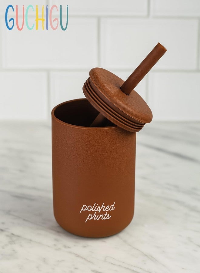 GUCHIGU Silicone Straw Training Cup, BPA-Free Sippy Cup with Lid & Soft Straw | Dishwasher Safe, Spill-Resistant, Easy-Grip Training Cup for Toddlers (Brown SU2230D) - Image 3