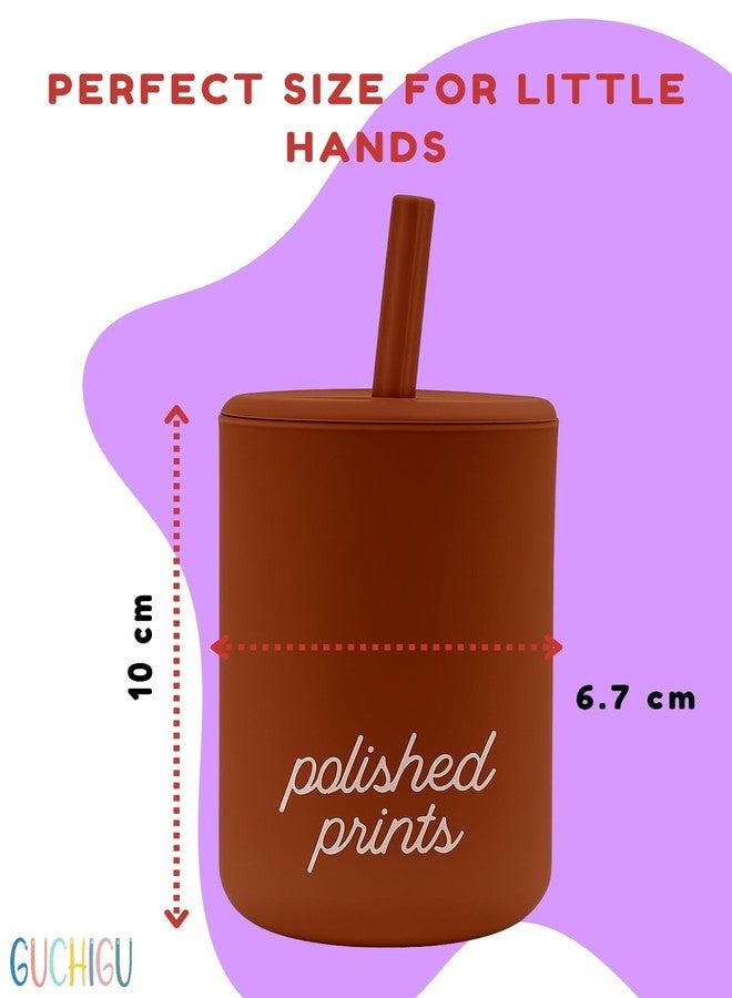 GUCHIGU Silicone Straw Training Cup, BPA-Free Sippy Cup with Lid & Soft Straw | Dishwasher Safe, Spill-Resistant, Easy-Grip Training Cup for Toddlers (Brown SU2230D) - Image 5