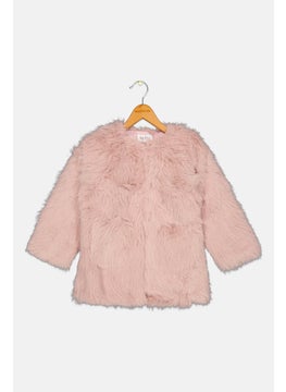 Kids Girl Faux Fur Softshell Jacket, Pink