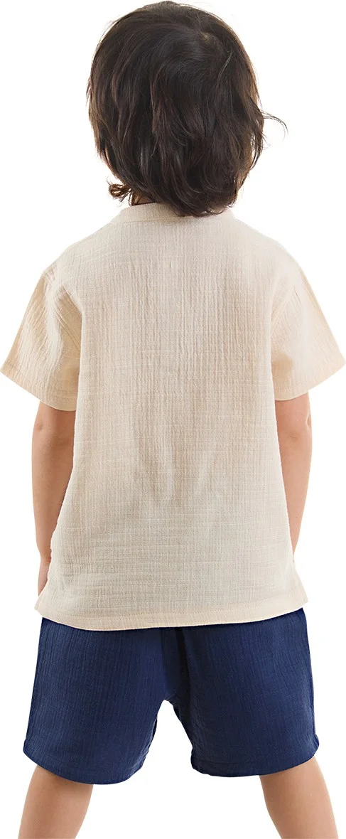 Denokids Baby Boy Muslin Shorts Shirt Set