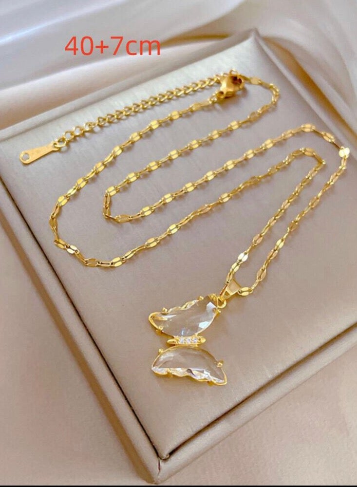 بلو لاين سلسال نسائي أنيق من الاستانلس ستيل مطلي باللون الذهبي عيار 18 - Image 3