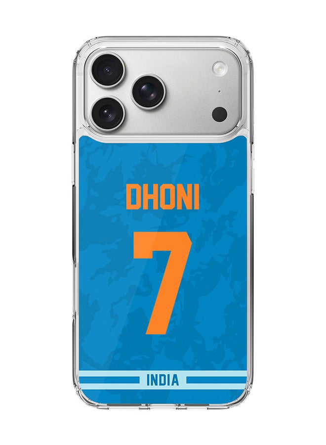 Classic Clear MagSafe Case for iPhone 17 Pro Max , Hybrid Soft Case Flexible Edges Anti Drop TPU PC Gel Thin Transparent Cover [ Designed for iPhone 17 Pro Max ] - Team India MS Dhoni, Jersey No 7