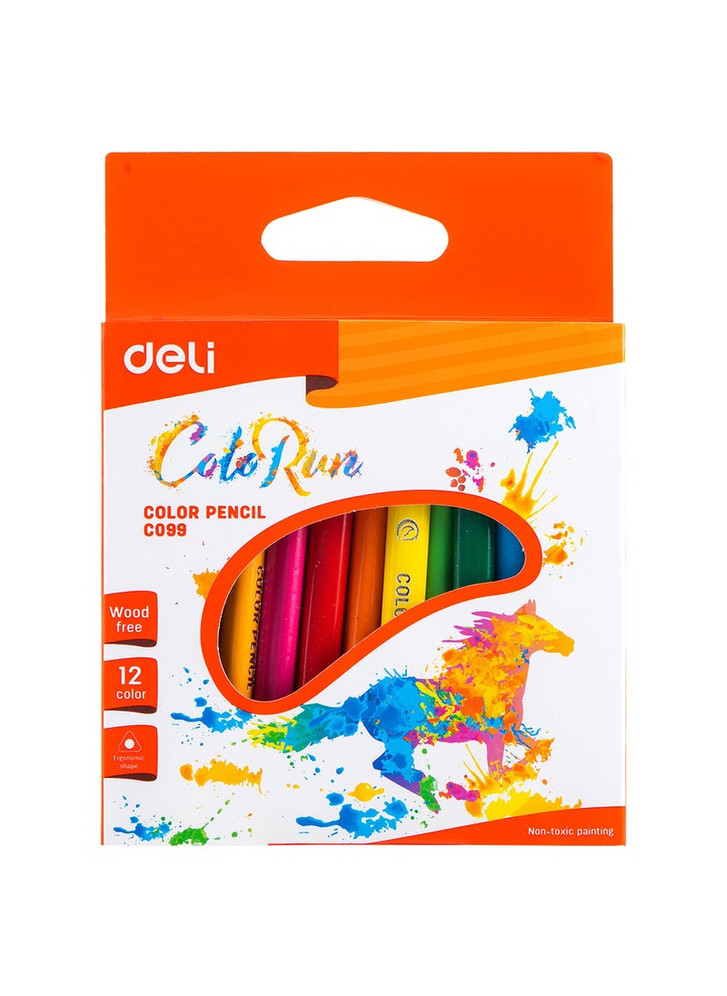 Deli Colored Pencils Set , Short Colored Pencils , Non- Toxic , Triangular Pencil Body ، Art Supplies for Drawing , Sketching , and Painting , Pack of 12 pcs  - Image 1