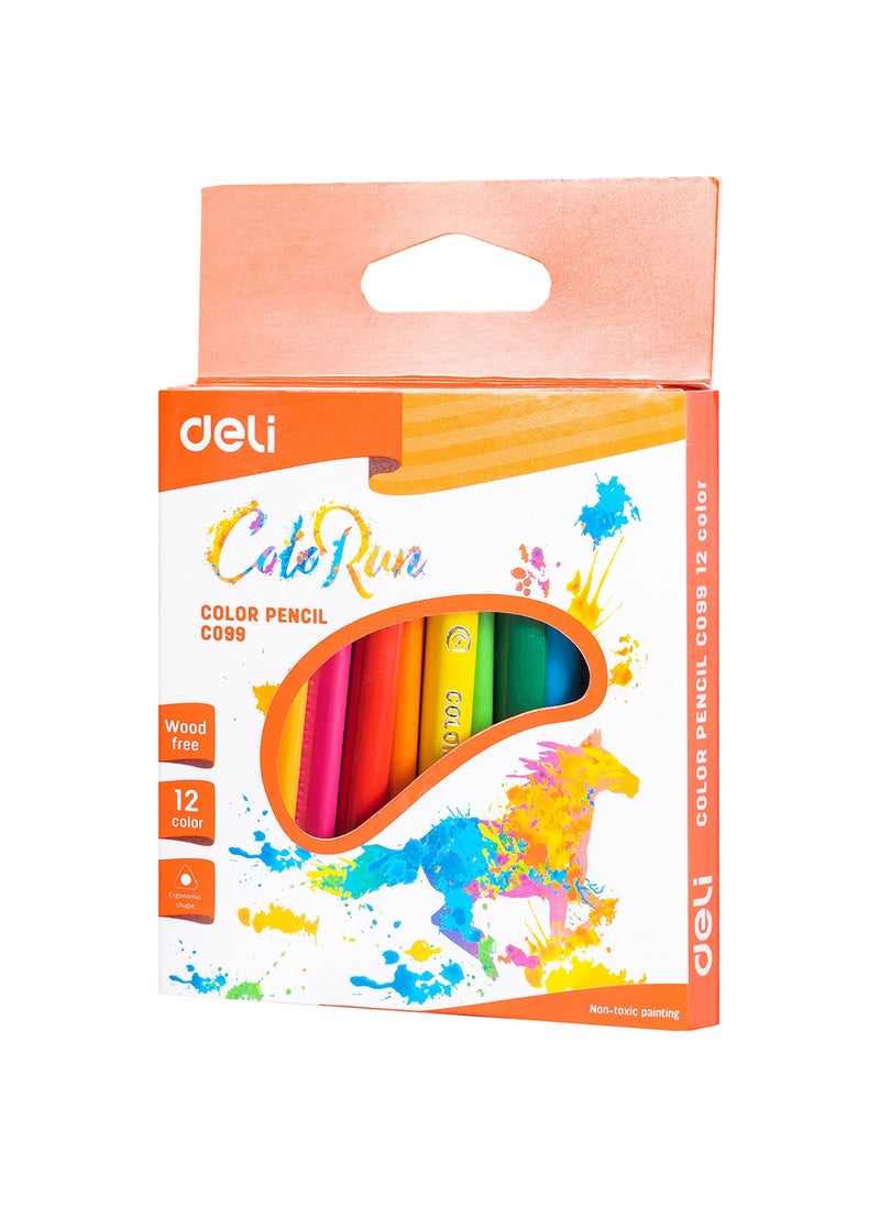 Deli Colored Pencils Set , Short Colored Pencils , Non- Toxic , Triangular Pencil Body ، Art Supplies for Drawing , Sketching , and Painting , Pack of 12 pcs  - Image 2