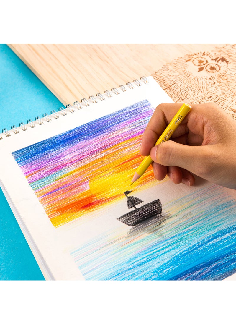 Deli Colored Pencils Set , Short Colored Pencils , Non- Toxic , Triangular Pencil Body ، Art Supplies for Drawing , Sketching , and Painting , Pack of 12 pcs  - Image 4