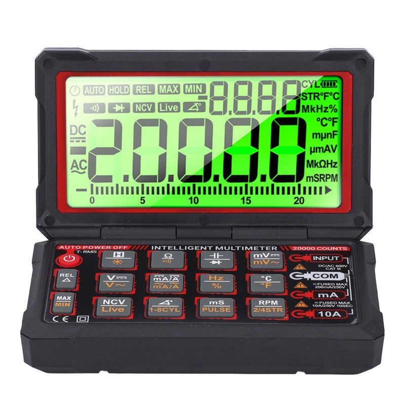 Digital Multimeter: 180° Flip Large Screen, Rechargeable 3.7V 1800mAh Li Battery - NCV Detection, Automotive Multimeter for Auto Repair, Engine RPM & Dwell Angle Measurement - Image 2