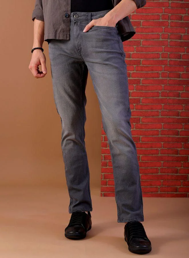Men Slim Fit Solid Mid-Rise Jeans