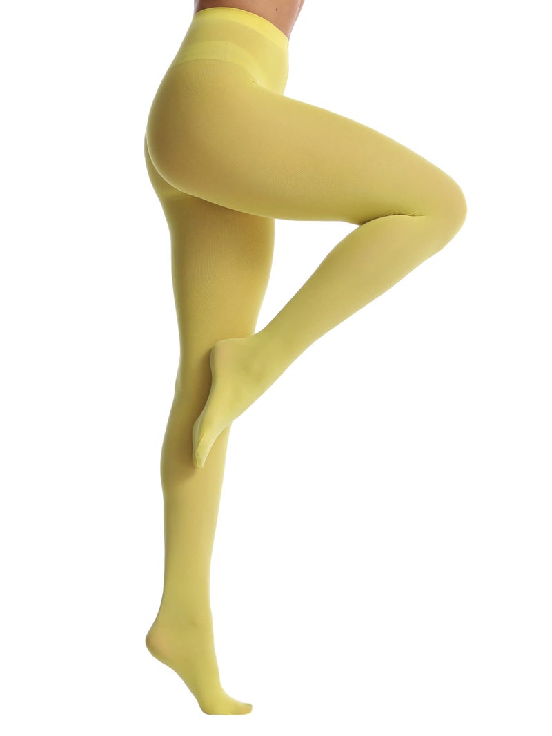 EVERSWE Women's 80 Den Soft Opaque Tights, Women's Tights (Small-Medium, Yellow) - Image 1