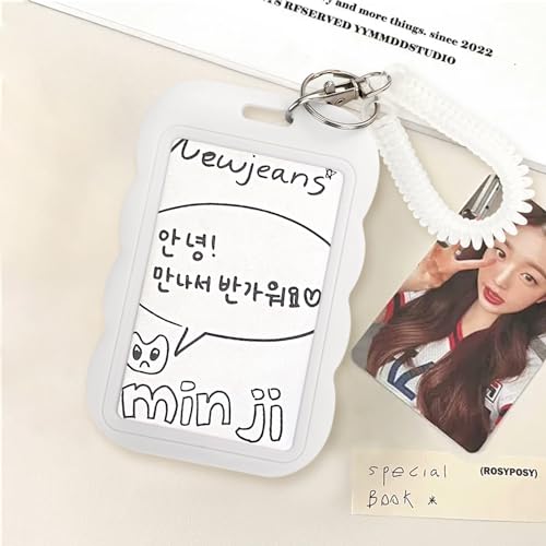 YAHUIPEIUS Acrylic Photocard Holder Keychain Photo Card Holders 3 Inch ID Badge Holder Bus Credit ID Bank Card Holders (Waves White) - Image 4