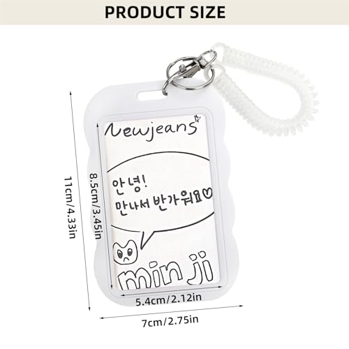 YAHUIPEIUS Acrylic Photocard Holder Keychain Photo Card Holders 3 Inch ID Badge Holder Bus Credit ID Bank Card Holders (Waves White) - Image 5