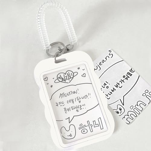YAHUIPEIUS Acrylic Photocard Holder Keychain Photo Card Holders 3 Inch ID Badge Holder Bus Credit ID Bank Card Holders (Waves White) - Image 3