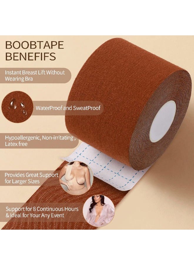 OKELA XL Breast Lift Tape, Large Breast Body Tape with Reusable Cover, Brown, 3 Piece Set - Image 2