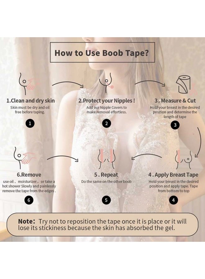 OKELA XL Breast Lift Tape, Large Breast Body Tape with Reusable Cover, Brown, 3 Piece Set - Image 5