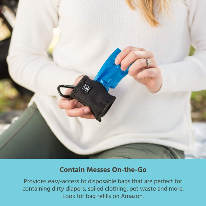 J.L. Childress Bag 'N Bags, Portable Fabric Duffel Dispenser and Waste Bag Refill, Easily Hooks to Stroller or Diaper Bag, Includes 30 Disposable Bags, Black - Image 3