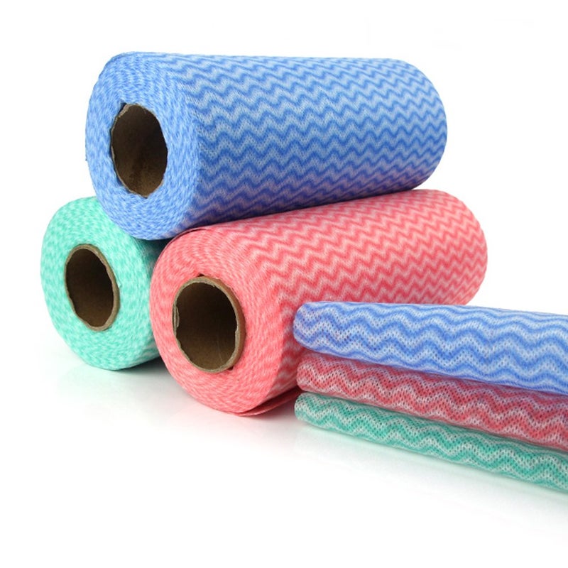 Disposable Cleaning Towel 2 Rolls 100pcs Paper Towels Multipurpose Fabric OTP Nonwovens NonWoven Kitchen Disposable Nonstick Wiping Rag House Cleaning Cloth Washcloth Towel