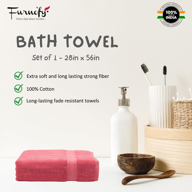 Furnofy 450 GSM Cotton Towels for Bath 70 x 140 cm Highly Absorbent and Soft Bathroom Towels Pack of 1 Light Pink - Image 4