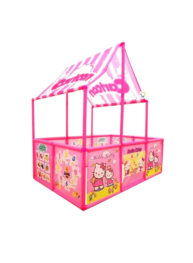 Cartoon Children's Play Tent with Colorful Balls - Foldable and Easy-to-Assemble Playhouse Tent, Suitable for Indoor and Outdoor Use, Size 118x80x118 cm. - Image 1