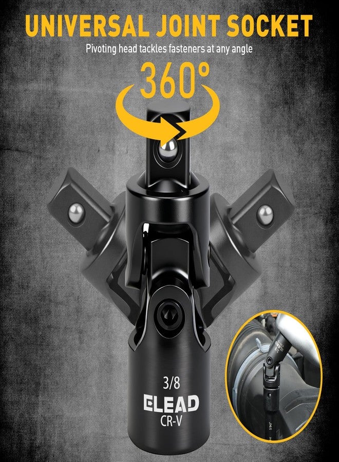ELEAD مجموعة قضبان تمديد مقبس محرك 3/8 بوصة مكونة من 4 قطع، مجموعة تمديد احترافية 3، 6، و10 بوصات، مقبس مفصل عالمي بمحرك 3/8 بوصة، مفتاح تمديد مقابس فولاذي Cr-V ممتاز - Image 4