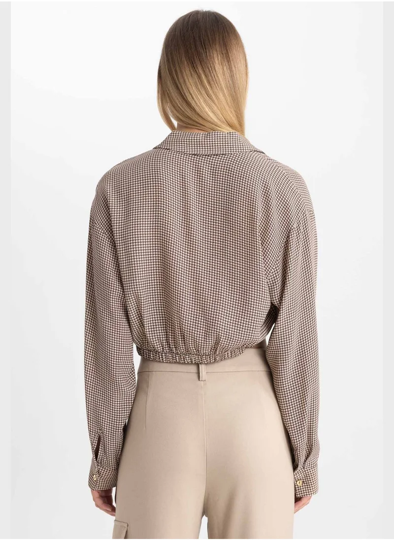 DeFacto Cropped Fit Long Sleeve Blouse