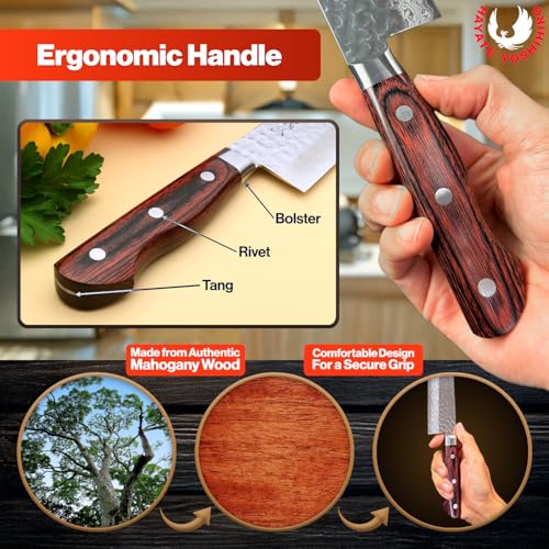 Yoshihiro VG10 16 Layer Hammered Damascus Gyuto Japanese Chefs Knife (9.5" (240mm)) - Image 4
