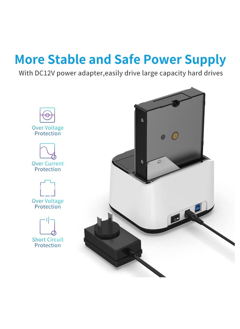 حافظة القرص الصلب، محطة إرساء خارجية مزدوجة Mini USB 3.0 إلى SATA III، محطة إرساء من الألمنيوم، لدعم أقراص HDD SSD بحجم 2.5/3.5 بوصة، تدعم النسخ الاحتياطي غير المتصل، قابلة للتوصيل الساخن، UASP - Image 3
