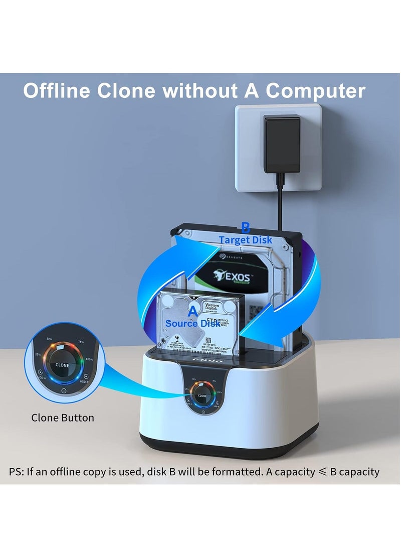 حافظة القرص الصلب، محطة إرساء خارجية مزدوجة Mini USB 3.0 إلى SATA III، محطة إرساء من الألمنيوم، لدعم أقراص HDD SSD بحجم 2.5/3.5 بوصة، تدعم النسخ الاحتياطي غير المتصل، قابلة للتوصيل الساخن، UASP - Image 5