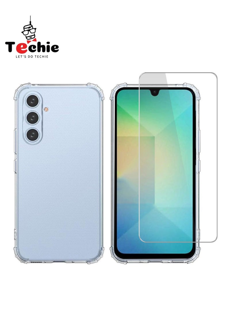 Techie Samsung Galaxy A26 5G Case and Screen Protector Combo Pack 2 in 1 - Transparent TPU Bumper Case with HD Tempered Glass Screen Protector - Image 1