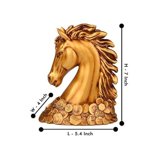 Artarium Coin Horse Head Showpiece Vastu Horse Idol Good Luck Resin Statue Feng Shui for Car Dashboard Home Decor Office Table Decor (Coin Horse 4 Inch) - Image 5