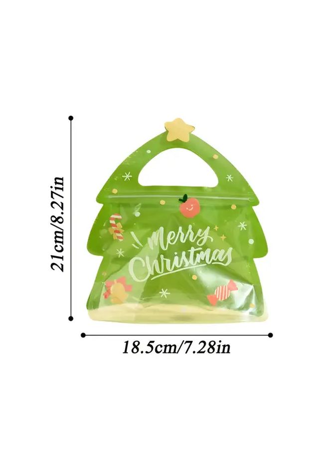 8 Pcs Christmas Gift Bags Green and Golden with Merry Christmas Print Thickened PVC Material for Cookies Candy Small Gift Wrapping Home Office Classroom Store Decorations - Image 3