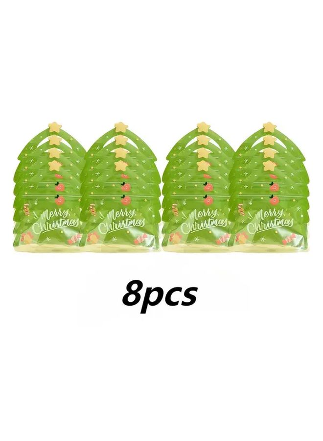 8 Pcs Christmas Gift Bags Green and Golden with Merry Christmas Print Thickened PVC Material for Cookies Candy Small Gift Wrapping Home Office Classroom Store Decorations - Image 5