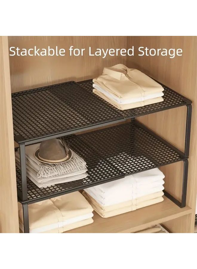 وحدة رفوف معدنية صغيرة قابلة للطي سوداء متعددة الأغراض قابلة للتعديل توفير للمساحة - Image 2