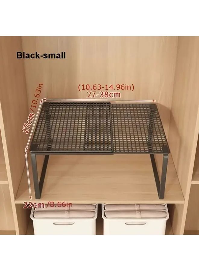 وحدة رفوف معدنية صغيرة قابلة للطي سوداء متعددة الأغراض قابلة للتعديل توفير للمساحة - Image 1
