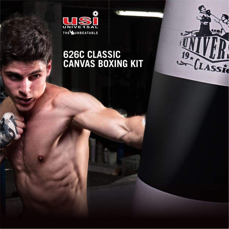 USI UNIVERSAL حقيبة ملاكمة غير قابلة للهزيمة 626C من القماش القوي الكلاسيكي، حقيبة ملاكمة غير مملوءة بطول 105 سم بدون سلسلة لملاكمة الكيك، مادة قماش ثقيلة 20 أونصة، منطقة ضرب معززة - Image 4