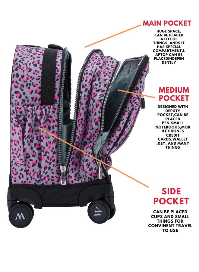 Wires 3 Piece Kids School Trolley Bag laptop compartment 8 Wheels With Lunch bag & Pencil Case  - Image 4
