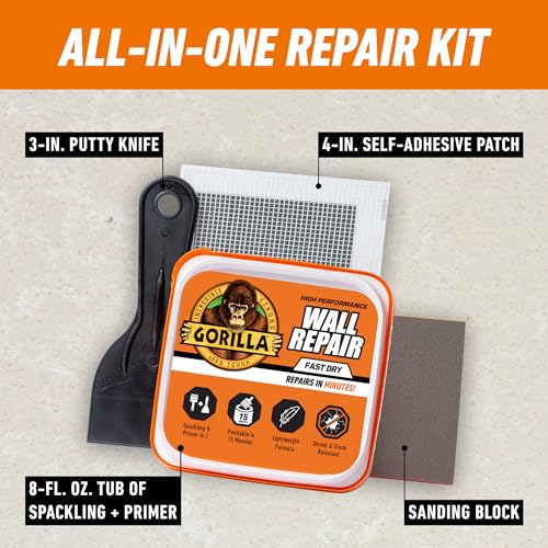 Gorilla طقم إصلاح الجدران من غوريلا مع معجون إصلاح الجدران الثقيل + برايمر أبيض - Image 2