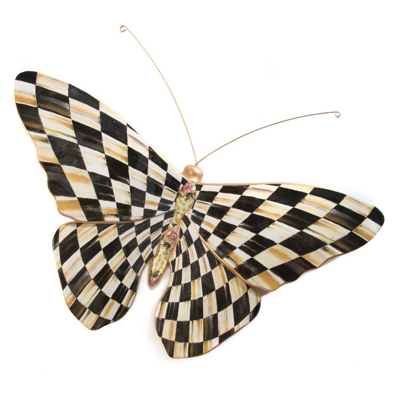 MACKENZIECHILDS Butterfly Hanging Butterfly Wall Decor BlackandWhite Courtly Check