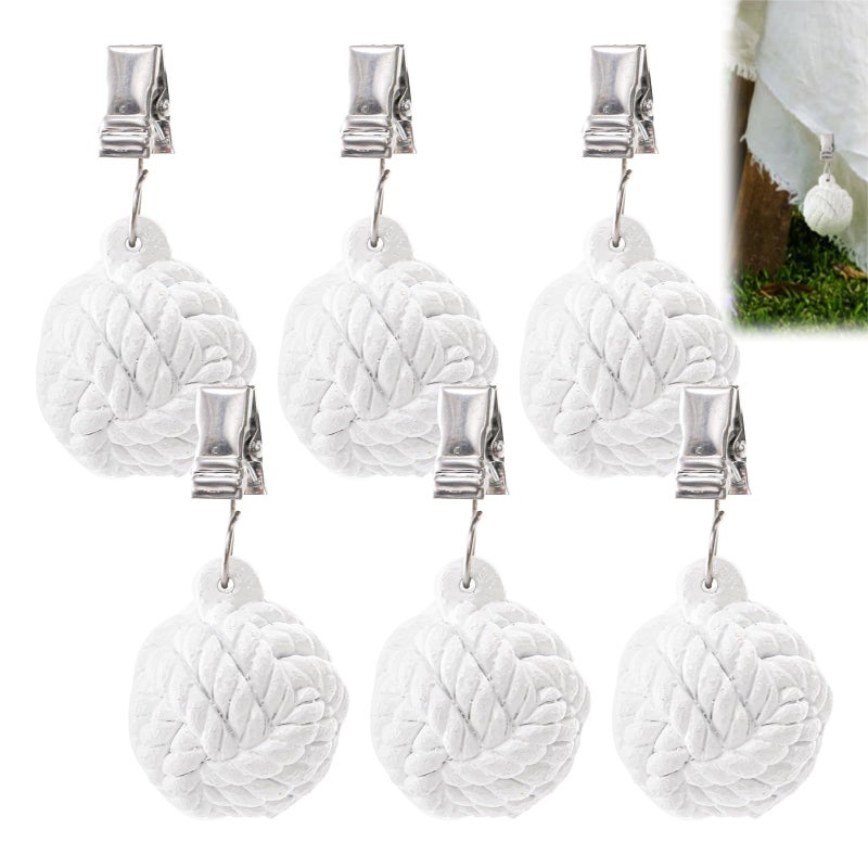AVLA AVLA 6 Pack Tablecloth Weights Heavy Cloth Pendant with Metal Clips Resin Round Ball Hangers Table Covers Clamps for Decoration Outdoor Picnic Family Dinner Party White 
