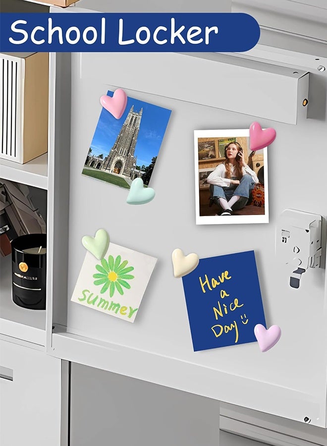 24 قطعة من مغناطيسات الثلاجة الملونة على شكل قلب حب لطيف، مغناطيسات زخرفية لخزانة السبورة البيضاء، مغناطيسات ممتعة جميلة للفصول الدراسية والمنزل والمطبخ والمكتب - Image 4