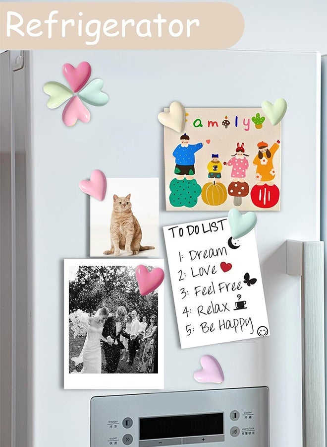 24 قطعة من مغناطيسات الثلاجة الملونة على شكل قلب حب لطيف، مغناطيسات زخرفية لخزانة السبورة البيضاء، مغناطيسات ممتعة جميلة للفصول الدراسية والمنزل والمطبخ والمكتب - Image 2