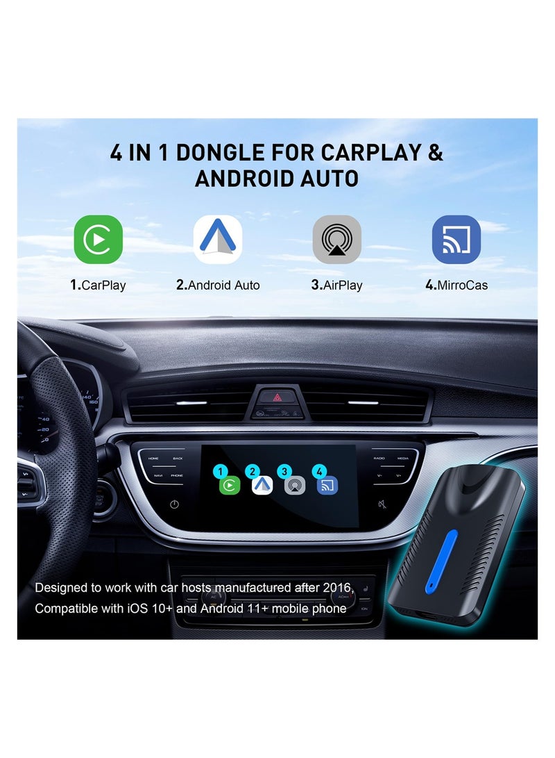 Wireless CarPlay & Android Auto Adapter, Plug & Play Wireless CarPlay, 4 in 1 USB Dongle for Cars with OEM Wired CarPlay & Android Auto for iOS 10+ and Android 11+ - Image 2