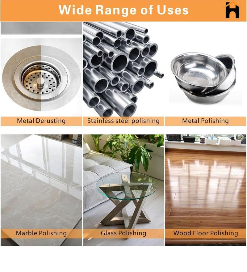 Homdum قرص عجلة تلميع من صوف ماف لقرص تلميع الفولاذ المقاوم للصدأ والمعادن والرخام والزجاج والسيراميك، 4 بوصة، ملحق أداة دوارة كاشطة - أبيض، 100 × 16 مم × 16 مم قطر - Image 5