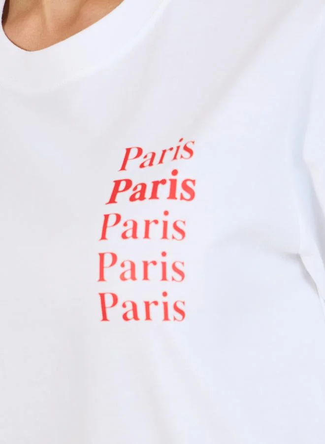 Styli Regular Fit Paris Slogan Print T-Shirt