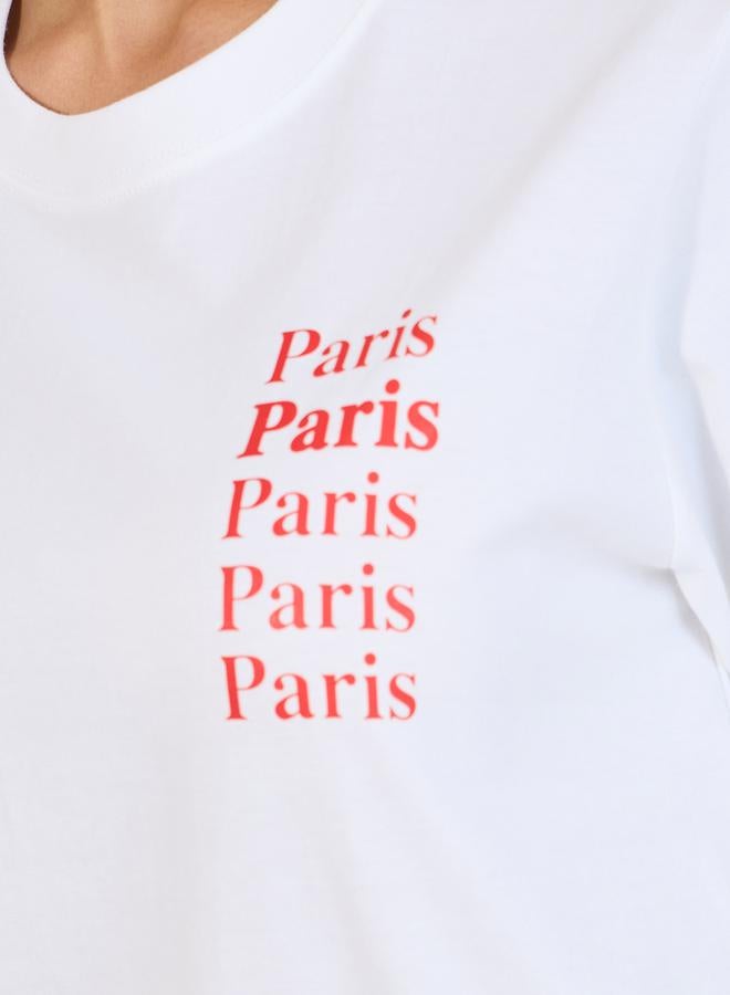 Styli Regular Fit Paris Slogan Print T-Shirt  - Image 4