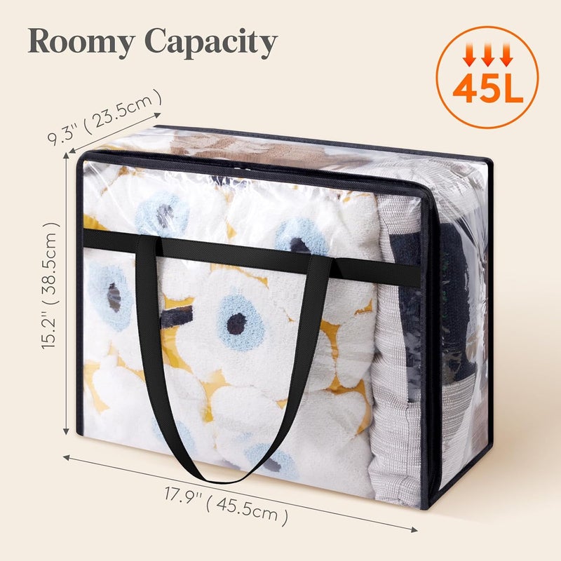 Lifewit 3 Pack Clear Clothes Storage Bags, 40L Plastic Blanket Storage Bag, Vinyl Foldable Moving Bags with Zipper, Closet Organizers and Storage Containers for Bedding, Duvet, Comforter Market need oriented construction - Image 4