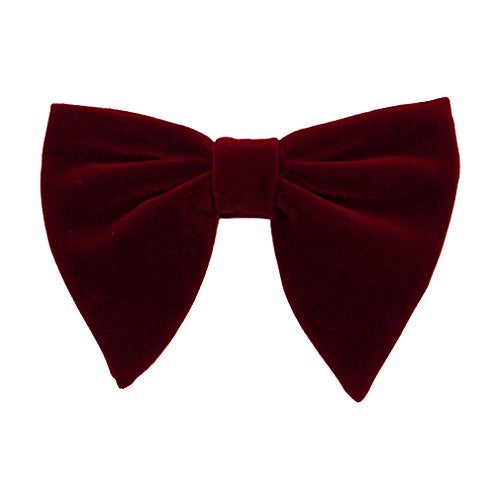 Levao Lovacely Men's Velvet Vintage Bow Tie Tuxedo Big Bowtie RB004 F Burgundy - Image 1