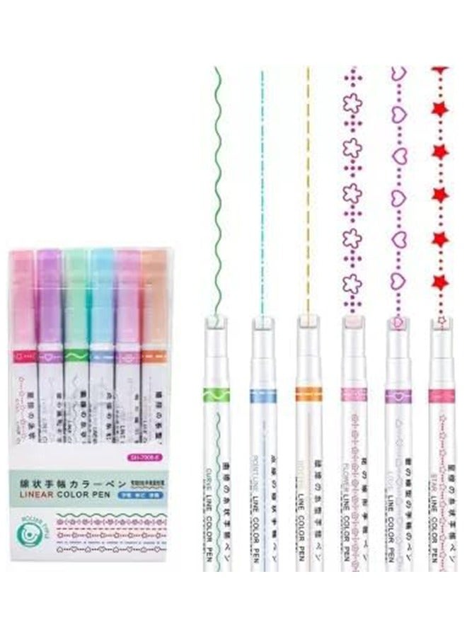 ياميم مجموعة أقلام التحديد الملونة الخطية Yameem - 6 أشكال منحنية للعلامات الفنية والمشاريع الإبداعية وتدوين الملاحظات الدقيقة - مثالية للتسطير والتظليل الملون - Image 2