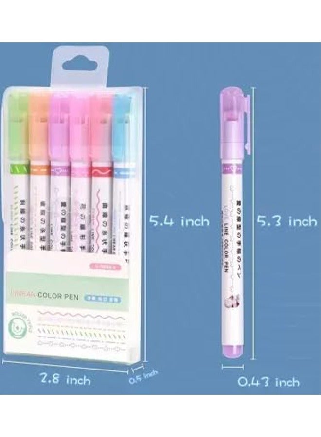 ياميم مجموعة أقلام التحديد الملونة الخطية Yameem - 6 أشكال منحنية للعلامات الفنية والمشاريع الإبداعية وتدوين الملاحظات الدقيقة - مثالية للتسطير والتظليل الملون - Image 3