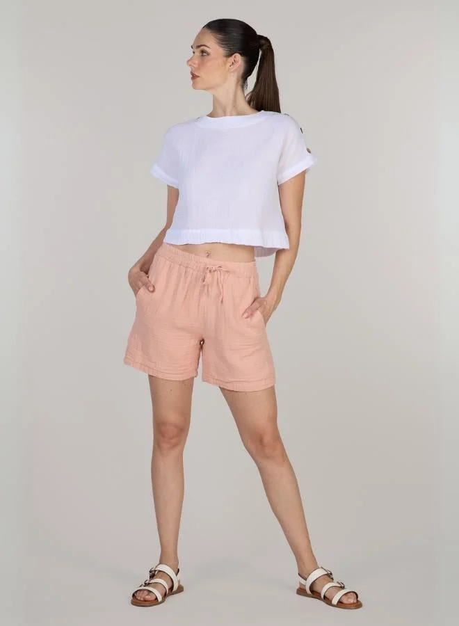 Just Nature Jenny Shoulder Top with Half-button Placket