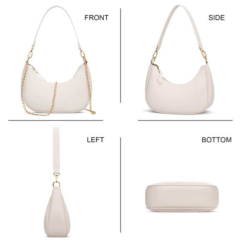 KKXIU Shoulder Bag for Women Small Purse Cute Clutch Hobo Handbag Trendy Crescent Bag-Beige - Image 5